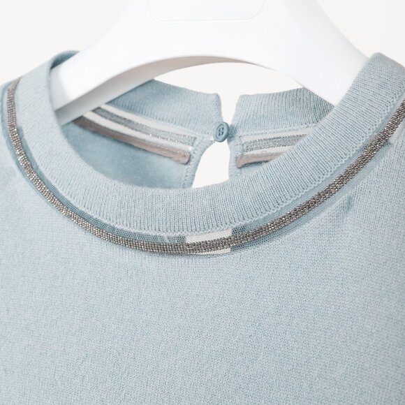 Brunello Cucinelli SS/20 Blue Cashmere Monili-Bead Sweater - Picture 4 of 13